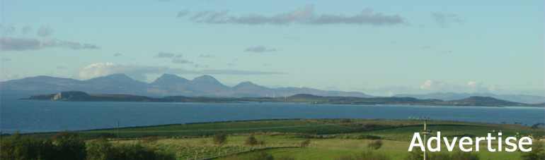 View from Glenbarr to the beautiful island of Gigha with the Paps of Jura in the distance